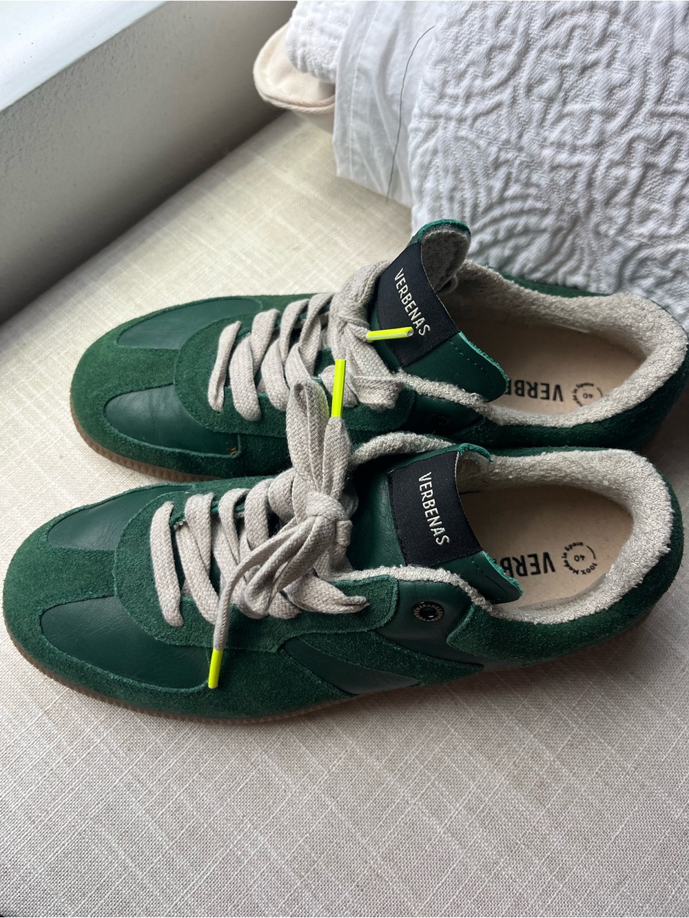 Verbenas womens Green Suede & Leather Retro Sneakers